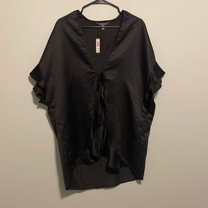 Victorias Secret Black Satin Robe NWT